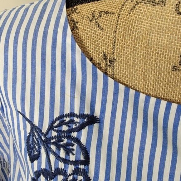 Jealous Tomato Embroidered Striped Dress with bell sleeves - Picture 5 of 5